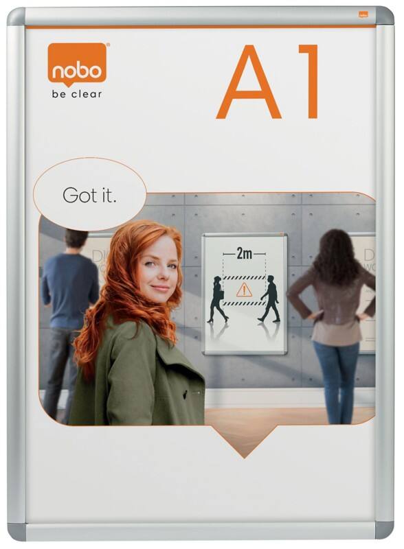 Nobo Premium Plus DIN A1 Klapprahmen Silber Aluminium 1902211 65 (B) x 3,2 (T) x 90 (H) cm A1