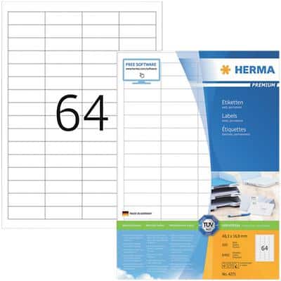 HERMA Universaletiketten 4271 Weiß DIN A4 48,3 x 16,9 mm 100 Blatt à 64 Etiketten