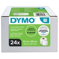 Dymo LW S0722390 / 99012 Authentic Large Address Labels Selbstklebend Weiß 36 x 89 mm 24 Rollen à 260 Etiketten