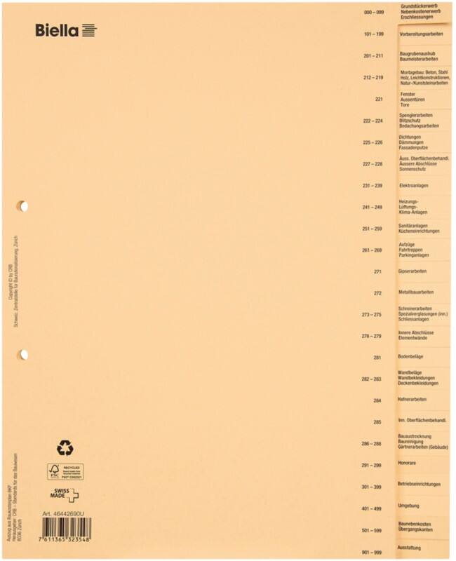 Biella Zahlenregister DIN A4+ Braun 26-teilig 180 g/m² Pappkarton 2 Löcher 0464426.90