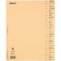 Biella Register DIN A4 Übergröße Braun 26-teilig Pappkarton 2 Löcher 0464426.90 26 Blatt