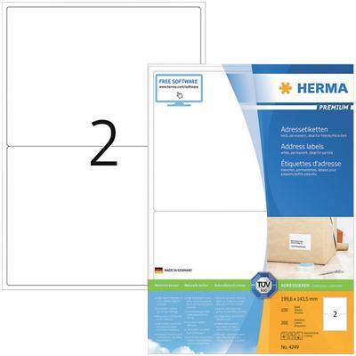 HERMA Universaletiketten 4249 Weiß DIN A4 199,6 x 143,5 mm 100 Blatt à 2 Etiketten