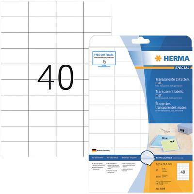 HERMA Transparente Etiketten 4684 Transparent DIN A4 52,5 x 29,7 mm 25 Blatt à 40 Etiketten