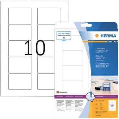 HERMA Disketten Etiketten 4355 Weiß Rechteckig 250 Etiketten pro Packung