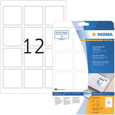 HERMA Wiederablösbare Etiketten 10109 Weiß Quadratisch 300 Etiketten pro Packung