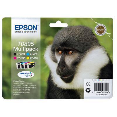 Epson T0895 Original Tintenpatrone C13T08954010 Schwarz, cyan, magenta, gelb 4 Stück Multipack