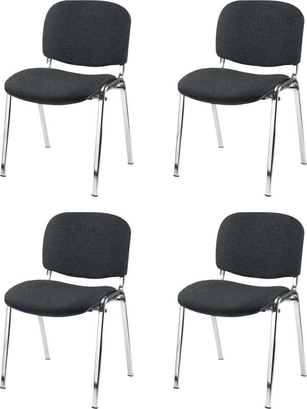 Nowy Styl Besucherstuhl ISO Plus Stoff, Chrom Grau 4 Stück
