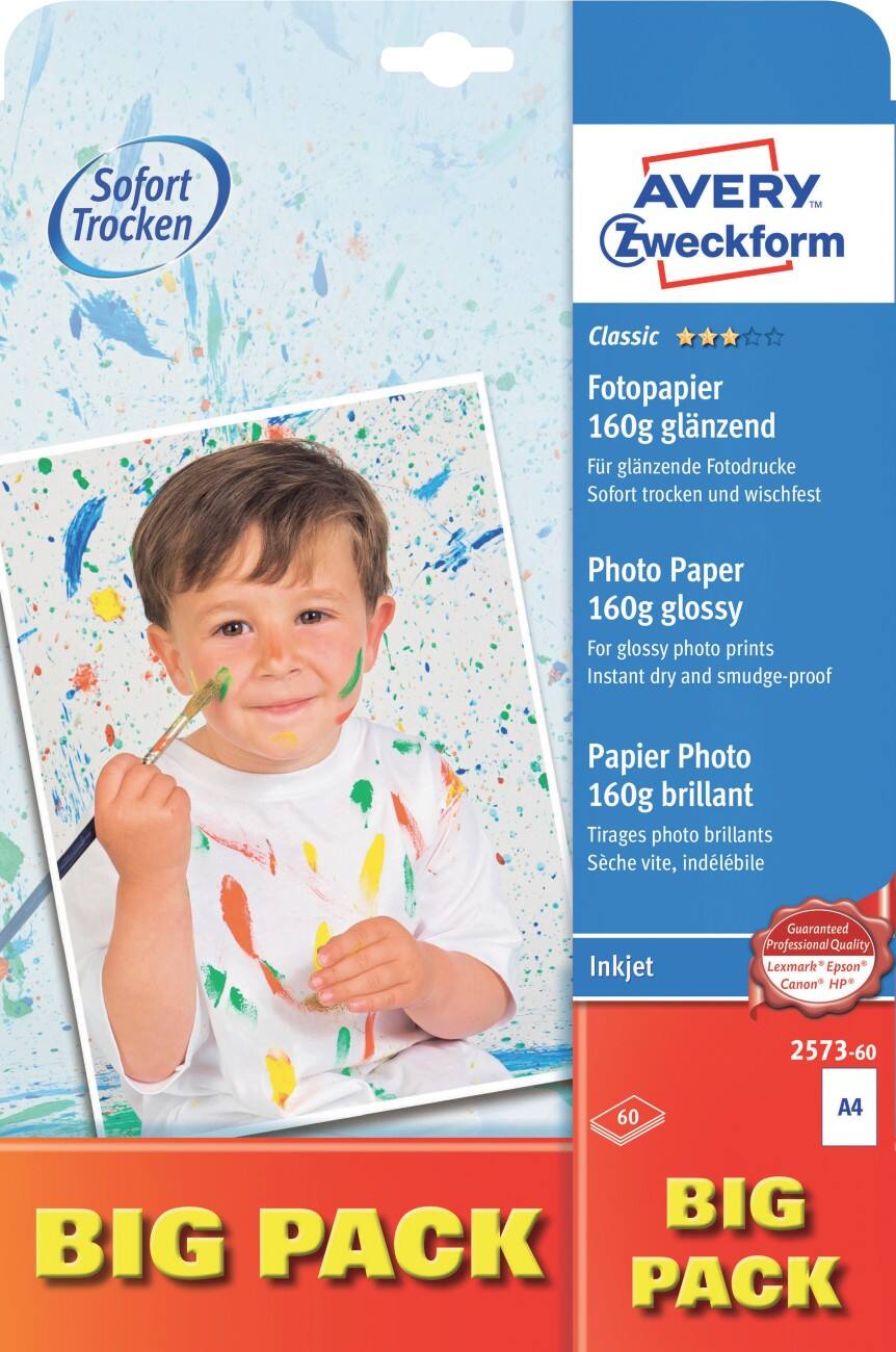 AVERY Zweckform Inkjet Fotopapier 2573-60 Weiß DIN A4 160 g/m² 60 Blatt