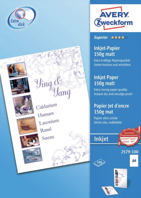 AVERY Zweckform Fotopapier 2579-100 DIN A4 150 g/m² Weiß 100 Blatt