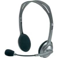 Logitech Kabelgebundenes Headset H110 Kopfbügel mit Geräuschunterdrückung 3,5 mm Anschluss mit Mikrofon Silber, Grau
