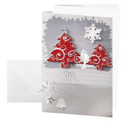 Sigel Handgemachte Weihnachtskarte Drei Bäume A6 250 g/m² Rot, Weiß 10 Stück