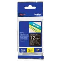 Brother TZe-335 Authentic Schriftband Selbstklebend Weißer Druck auf Schwarz 12 mm x 8m