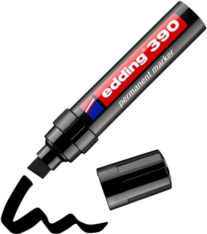 edding 390 Permanent Permanentmarker Schwarz Extra Breit Keilspitze 12 mm