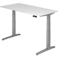 Hammerbacher Elektrisch Höhenverstellbar Sitz-Stehschreibtisch Rechteckig Holz Silber T-Fuß 1.600 x 800 x 720 mm