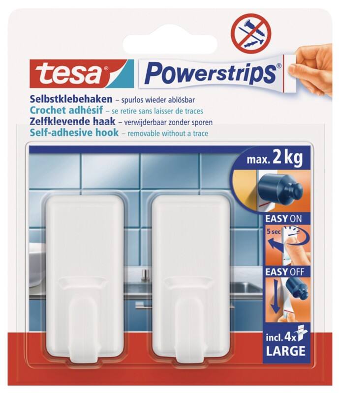 tesa Powerstrips Wandhaken Powerstrips Classic Large Weiß 29 (B) mm PS (Polystyrol) 2 Stück