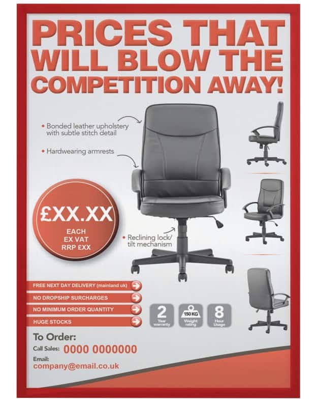 Franken X-tra!Line DIN A4 Inforahmen Magnetisch Rot Kunststoff ITSA4M/5 01 23 (B) x 31,7 (H) cm X-tra!Line 5 Stück