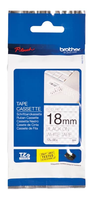 Brother Schriftband TZESE4 18 mm x 8 m Weiß, Schwarz