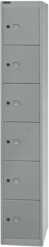 Bisley Metall Schließfach 6 Türen 1 abteile Schlüssel 305 x 457 x 1.802 mm Silber