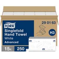 Tork Advanced Recycelt 100% Falthandtücher H3 V-falz Weiß 2-lagig 290163 15 Stück à 250 Blatt