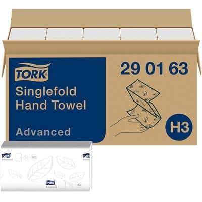 Tork Advanced 100% Recycelt  Falthandtücher H3 V-falz Weiß 2-lagig 290163 15 Stück à 250 Blatt