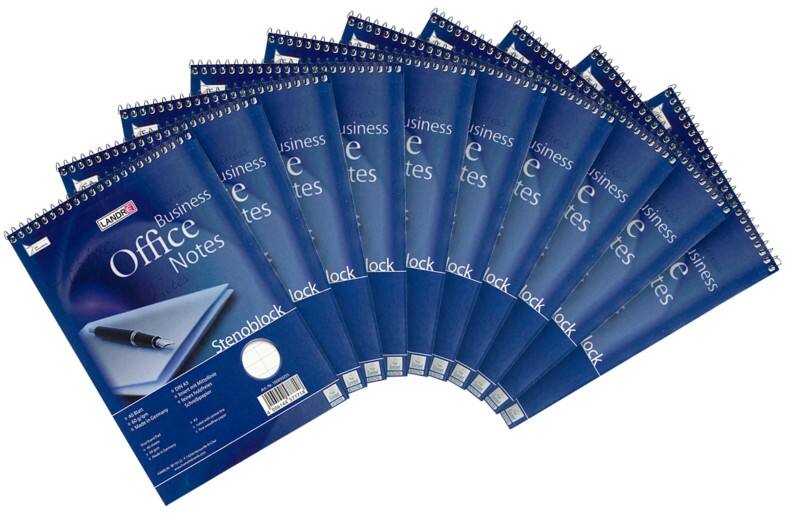 LANDRÉ Office Notizblock DIN A5 Liniert Spiralbindung Pappe Farbig sortiert Nicht perforiert 80 Seiten Pack 10