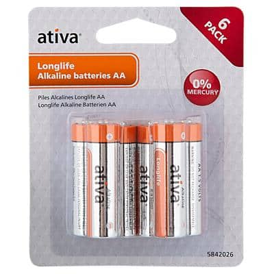 Ativa AA Alkali-Batterien Longlife LR6 1,5 V 6 Stück