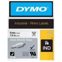 DYMO Heißschrumpfschlauch RHINO 18051 Schwarzer Druck auf Weiß  6 mm x 1,5 m