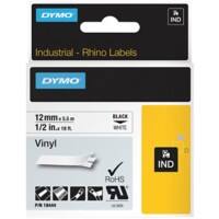 Dymo IND S0718600 / 18444 Authentic Rhino Vinyl Schriftband Selbstklebend Schwarzer Druck auf Weiß 12 mm x 5.5m