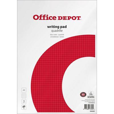 Office Depot Notizblock DIN A4 Kariert Geleimt Papier Weiß Nicht perforiert 100 Seiten Pack 10