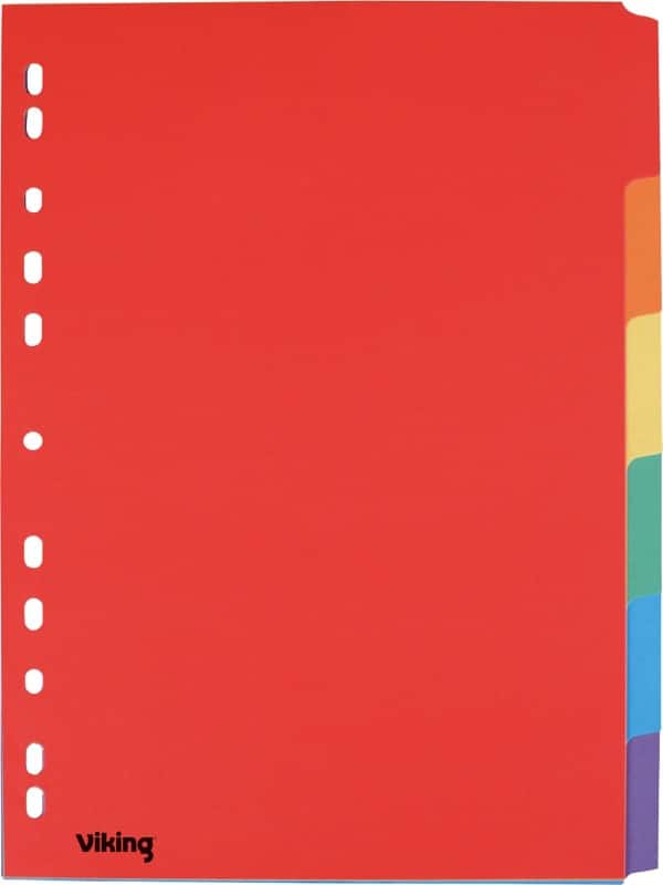 Viking Standard Blanko Blanko Register DIN A4 Farbig sortiert 6-teilig 175 g/m² Manila 11 Löcher 6 Blatt