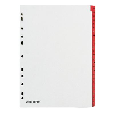 Office Depot Register DIN A4 Weiß 26 Laschen Weißes Brett mit verstärkten, roten Laschen (Mylar) A - Z.