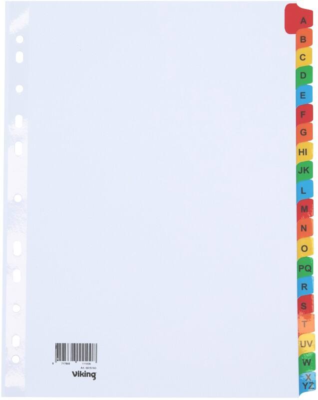 Viking Mylar A - Z Alphabetische Register DIN A4 Farbig sortiert 20-teilig Pappkarton 11 Löcher