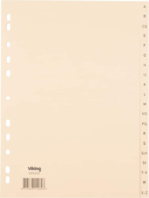 Viking Standard A - Z Alphabetische Register 100% Recycelt DIN A4 Chamois 20-teilig Papier 11 Löcher