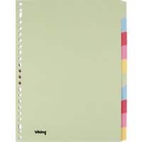 Viking Standard Blanko Register Recycelt 100% DIN A4 Farbig Sortiert Mehrfarbig 10-teilig Manilla Rechteckig 23 Löcher 10 Blatt