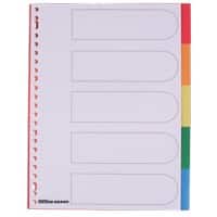 Office Depot Blanko Register DIN A4 Weiß Mehrfarbig 5-teilig PP (Polypropylen) Rechteckig 23 Löcher 5 Blatt