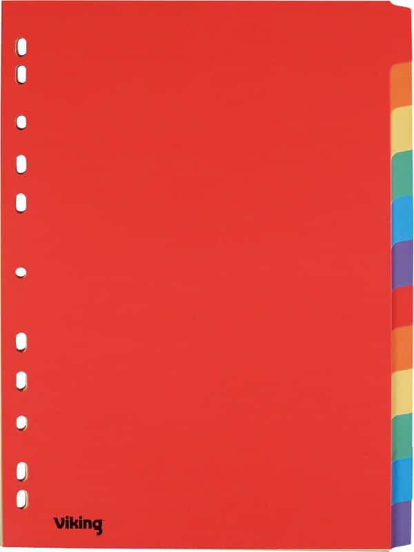 Viking Standard Blanko Blanko Register DIN A4 Farbig sortiert 12-teilig 175 g/m² Manila 11 Löcher 12 Blatt