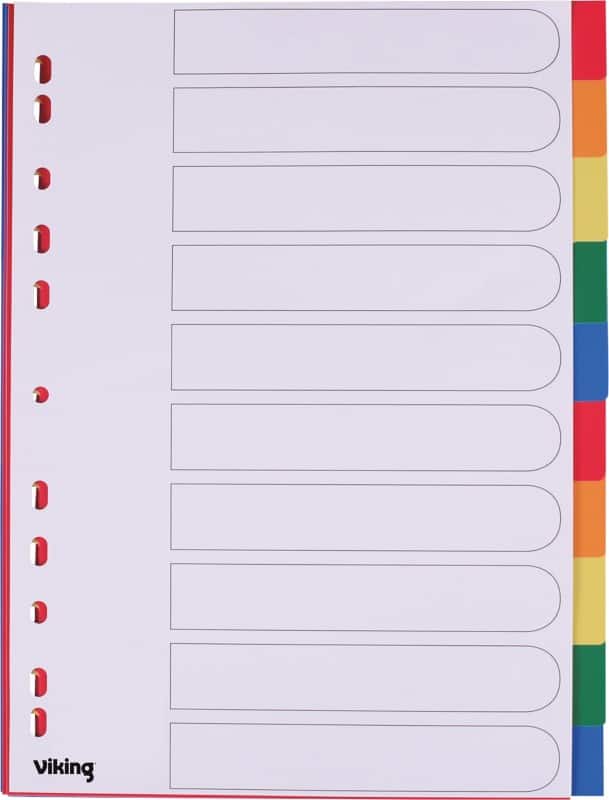 Viking Blanko Register DIN A4 Farbig sortiert 10-teilig PP (Polypropylen) 11 Löcher
