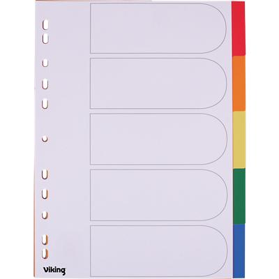 Viking Blanko Register DIN A4 Farbig Sortiert Mehrfarbig 5-teilig PP (Polypropylen) Rechteckig 11 Löcher