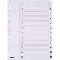 Office Depot Register DIN A4 Weiß 12-teilig 11-fach Mylar 1 bis 12