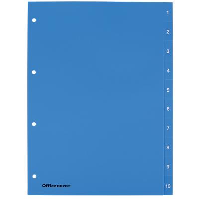 Office Depot Register DIN A4 Blau 10-teilig 4-fach Polypropylen 1 bis 10