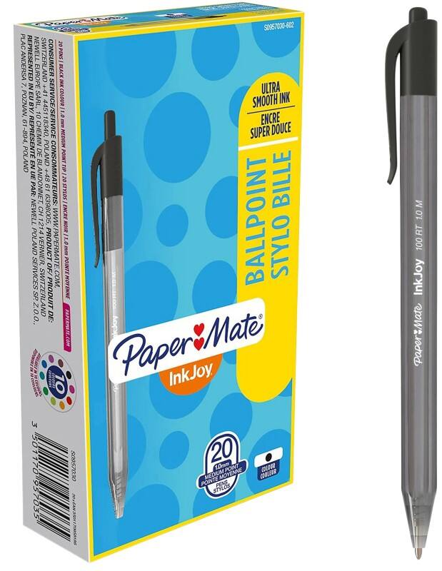 Papermate InkJoy 100 RT Kugelschreiber Schwarz Mittel 0.8 mm 20 Stück