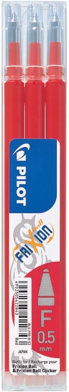 Pilot FriXion Ball Tintenrollermine 0.25 mm Fein Kugel Rot 3 Stück