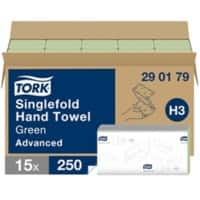 Tork Advanced 100% Recycelt Falthandtücher H3 V-falz Grün 2-lagig 290179 15 Stück à 250 Blatt