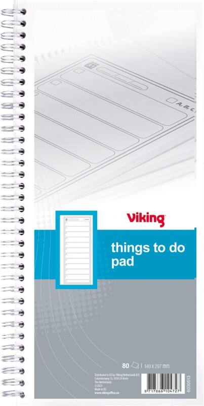 Viking To-Do-NotizblockWeiß 29,7 x 14 cm 70 g/m² Liniert 40 Blatt