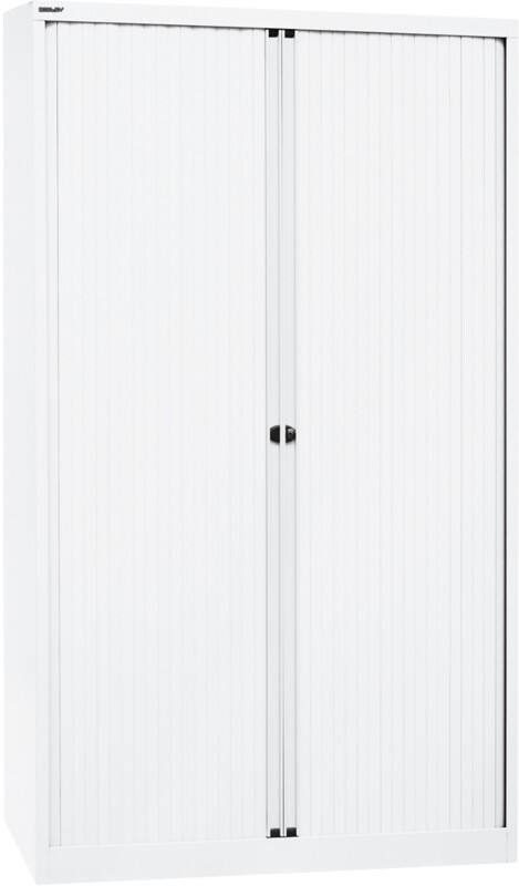 Bisley Rollladenschrank Stahl 4 Fachböden abschließbar 1.200 x 430 x 1.980 mm Verkehrsweiß