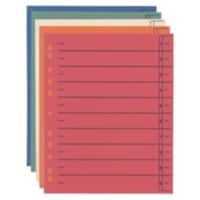 Niceday 1 bis 10 Register Recycelt 100% DIN A4 Überbreite Farbig Sortiert 10-teilig Pappkarton Rechteckig 11 Löcher 100 Stück