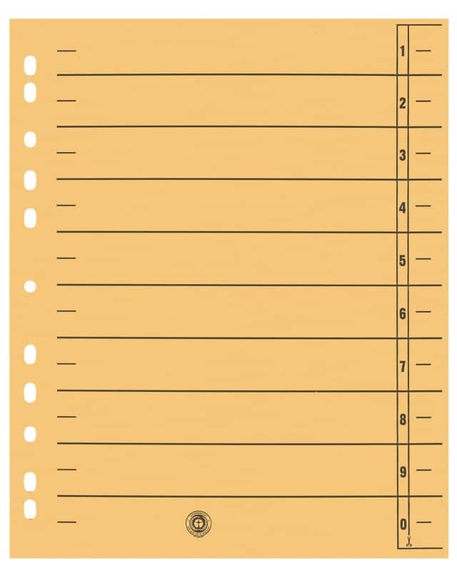 Viking 1 bis 10 Trennblätter Recycled 100% Spezial Gelb 10-teilig Pappkarton 11 Löcher 100 Stück 