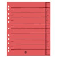Office Depot 1 bis 10 Register Recycelt 100% DIN A4 Überbreite Rot 10-teilig Pappkarton Rechteckig 11 Löcher 100 Stück