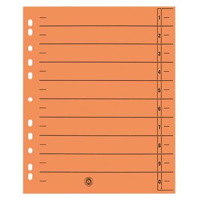 Niceday 1 bis 10 Trennblätter Recycelt 100% DIN A4 Überbreite Orange 10-teilig Pappkarton Rechteckig 11 Löcher 100 Stück