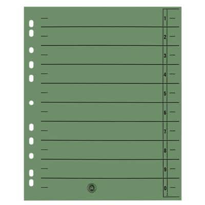 niceday 1 bis 10 Trennblätter DIN A4 Überbreite Grün 10-teilig Pappkarton Rechteckig 11 Löcher 100 Stück